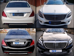Difuzor Bara Spate si Ornamente Evacuare compatibil cu Mercedes Clasa S W222 Sport Line 2013-2017 S65 Design - Img 6