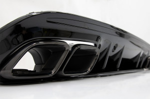 Difuzor cu Ornamente de evacuare compatibil cu Mercedes C-Class W205 S205 2014-2020 C63S Design pentru bara AMG Sport Line - Img 4