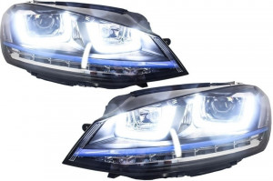 Faruri 3D LED compatibil cu VW Golf 7 VII (2012-2017) GTE Design Semnal Dinamic LED - Img 2