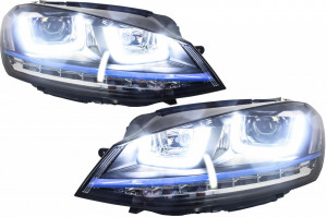 Faruri 3D LED compatibil cu VW Golf 7 VII 2012-2017 GTE Design Semnal LED - Img 2