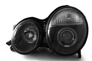 Faruri Angel Eyes compatibil cu Mercedes E-Class W210 S210 1999-2002 Negru - Img 2