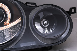 Faruri Angel Eyes Halo Rims compatibil cu VW Polo 9N 2001-2005 Negru - Img 4