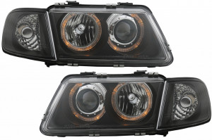 Faruri compatibil cu Audi A3 8L 1996-2000 Angel Eyes Negru
