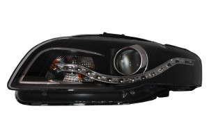 Faruri compatibil cu Audi A4 B7 2004-2008 DAYLIGHT DRL Negru - Img 2