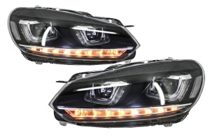 Faruri LED RHD compatibil cu VW Golf 6 VI 2008-up Design Golf 7 3D U Design Semnal LED Dinamic - Img 3