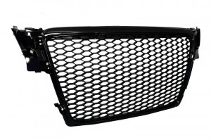 Grila Centrala Fara Emblema compatibil cu AUDI A4 B8 2007-2012 RS Design Negru Lucios - Img 4