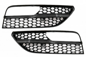 Grile Laterale Proiectoare compatibil cu Audi A3 8V 2013-2015 RS3 Design Negru Lucios