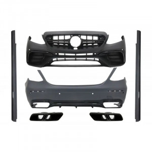 Kit Exterior Complet compatibil cu Mercedes E-Class W213 E63 Design 2016-2019 cu Ornamente Tobe Negre