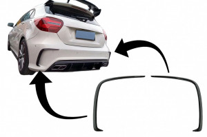 Ornamente Bara Spate Flapsuri compatibil cu Mercedes A-Class W176 2012-2018 Negru Lucios