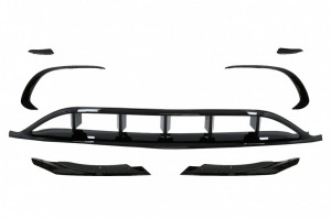 Prelungiri Bara Fata compatibil cu Mercedes A-Class W176 Facelift AMG Line (2015-2018) A45 Design Negru Lucios - Img 3