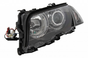 Set faruri compatibil cu BMW E46 Limousine Touring 1998-2001 Angel Eyes Negru - Img 4