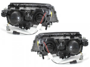 Set faruri compatibil cu BMW Seria 3 E46 Sedan Touring 2001-2005 Angel Eyes Negru - Img 2