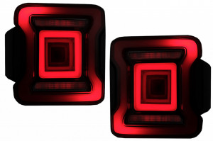 Stopuri Full LED compatibil cu Jeep Wrangler IV 2018-> Rosu cu Semnal Dinamic si Dinamic StartUp