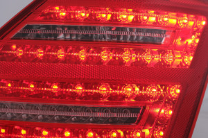 Stopuri Full LED compatibil cu Mercedes S-Class W221 2005-2009 Facelift Design Rosu Clar cu Semnal Dinamic Secvential - Img 3