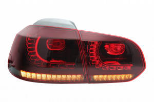 Stopuri Full LED compatibil cu VW Golf 6 VI 2008-2013 R20 Design Rosu Fumuriu cu Semnal Dinamic - Img 2