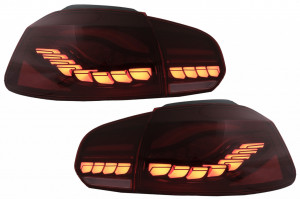 Stopuri Full LED compatibil cu VW Golf 6 VI 2008-2013 Rosu Fumuriu cu Semnal Dinamic
