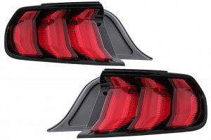 Stopuri Full LED Negre compatibile cu Ford Mustang VI S550 2015-2019 Semnal Dinamic Secvential