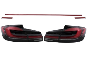Stopuri LED compatibil cu BMW Seria 5 F10 (2011-2017) Rosu Negru cu Semnal Dinamic LCI G30 Design