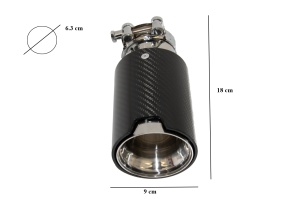 Toba Universala Ornament Sistem de evacuare Carbon Fiber Finisaj Glossy 6.3cm/2.48inch - Img 3