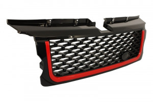 Ansamblu Grila Centrala si Grile Laterale compatibil cu Land Range Rover Sport L320 2005-2008 Autobiography Look Editie Rosu Negru - Img 3