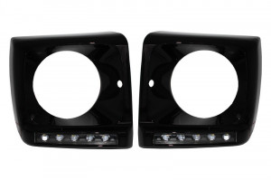 Carcasa faruri cu Lumini de zi dedicate LED DRL compatibil cu Mercedes G-class W463 1989-> G65 Design Negru