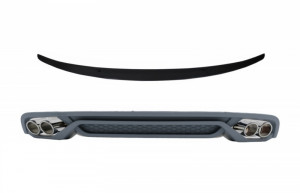 Difuzor Bara Spate cu Ornamente Evacuare si Eleron Portbagaj Negru Lucios compatibil cu Audi A4 B8 Facelift 2012-2015