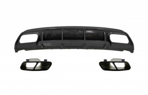 Difuzor Bara Spate cu Ornamente Negre pentru sistemul de evacuare compatibil cu Mercedes W176 A-Class 2013-2018 A45 Facelift Design Carbon Look