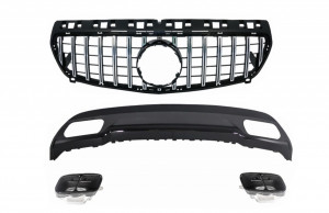 Difuzor Bara Spate cu Ornamente toba si Grila Centrala Panamericana compatibil cu Mercedes A-Class W176 2012-2015 GT-R Design