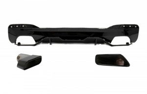 Difuzor Bara Spate cu Ornamente Tobe compatibil cu BMW Seria 5 G30 G31 2017-> M Performance Design Negru