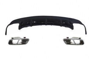 Difuzor Bara Spate cu Ornamente Tobe Negru compatibil cu Mercedes CLA W117 X117 2013-2018 Sport Pack