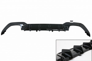 Difuzor Bara Spate Evacuare Dubla compatibil cu BMW Seria 3 G20 G28 Sedan G21 Touring 2019-> M340i Design Negru Lucios - Img 2