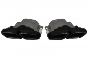 Difuzor Bara Spate si Ornamente Bara Spate Flapsuri compatibil cu Mercedes C-Class C205 A205 Coupe Cabriolet 2014-2019 Facelift C63S Design Negru - Img 4