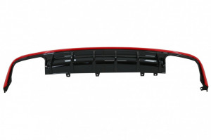 Difuzor Bara Spate si Ornamente Evacuare compatibil cu Audi A6 C8 4K Avant Sedan 2018-> S6 Design Rosu - Img 3