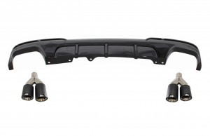 Difuzor de aer cu evacuare dubla cu Oranemente Tobe compatibil cu BMW F10 F11 Seria 5 2011-2017 M-Performance Design