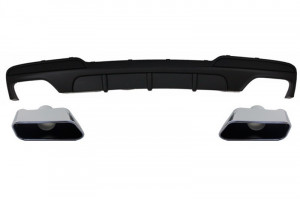 Difuzor de aer cu Evacuare Dubla si Ornamente compatibil cu BMW F10 F11 Seria 5 2011-2017 M-Performance 550i Design