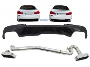 Difuzor de aer negru lucios compatibil cu BMW Seria 5 F10 2011-2017 cu sistem evacuare M-Technik 550i Design