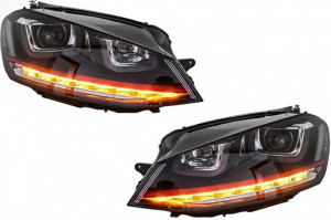 Faruri 3D LED compatibil cu VW Golf 7 VII 2012-2017 R20 GTI Design Semnal LED