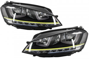 Faruri 3D LED compatibil cu VW Golf 7 VII 2012-2017 R400 Design Semnalilzare Dinamica