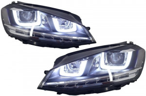 Faruri 3D LED compatibil cu VW Golf VII 2012-2017 R-Line LED Semnalizare Dinamica - Img 2