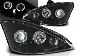 Faruri Angel Eyes compatibil cu Ford Focus 2001-2004 Negru