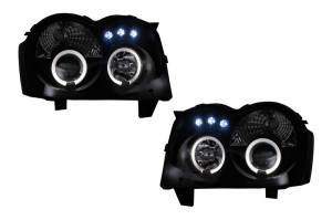 Faruri compatibil cu Jeep Grand Cherokee WH 2005-2008 Angel Eyes Negru - Img 4