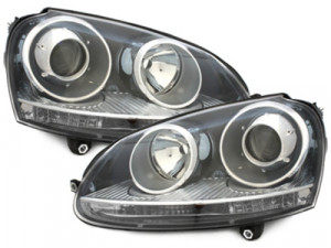 Faruri DEPO compatibil cu VW Golf V 5 2003-2009 Jetta 2003-2009 GTI Look Negru