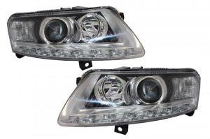 Faruri DRL Xenon compatibil cu Audi A6 C6 4F 2004-2008 Fara AFS Chrome