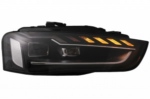 Faruri Full LED compatibil cu Audi A4 B8.5 Facelift 2012-2015 Negru Semnal Dinamic A4 B9.5 Design - Img 3