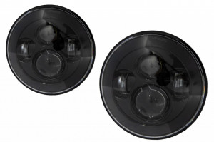 Faruri Full LED CREE Dublu Proiector compatibil cu Jeep Wrangler JK TJ LJ 1997-2006, 2007-2014