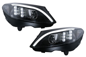 Faruri LED compatibil cu Mercedes C-Class W205 S205 A205 C205 2014-2018 Negru Semnal Dinamic Secvential