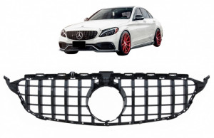 Grila Centrala compatibil cu MERCEDES C-Class W205 S205 A205 C205 2014-2018 GT-R Panamericana Design Negru - Img 7