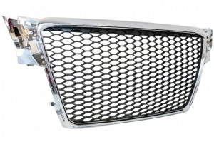 Grila Centrala Fara Emblema compatibil cu AUDI A4 B8 2007-2012 RS Design Crom - Img 2