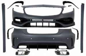 Pachet Exterior Complet cu Ornamente pentru sistemul de evacuare compatibil cu Mercedes A-Class W176 2012-2018 Facelift A45 Design