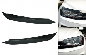 Pleoape Faruri compatibil cu VW Polo AW MK6 (2018-2020) Negru Lucios